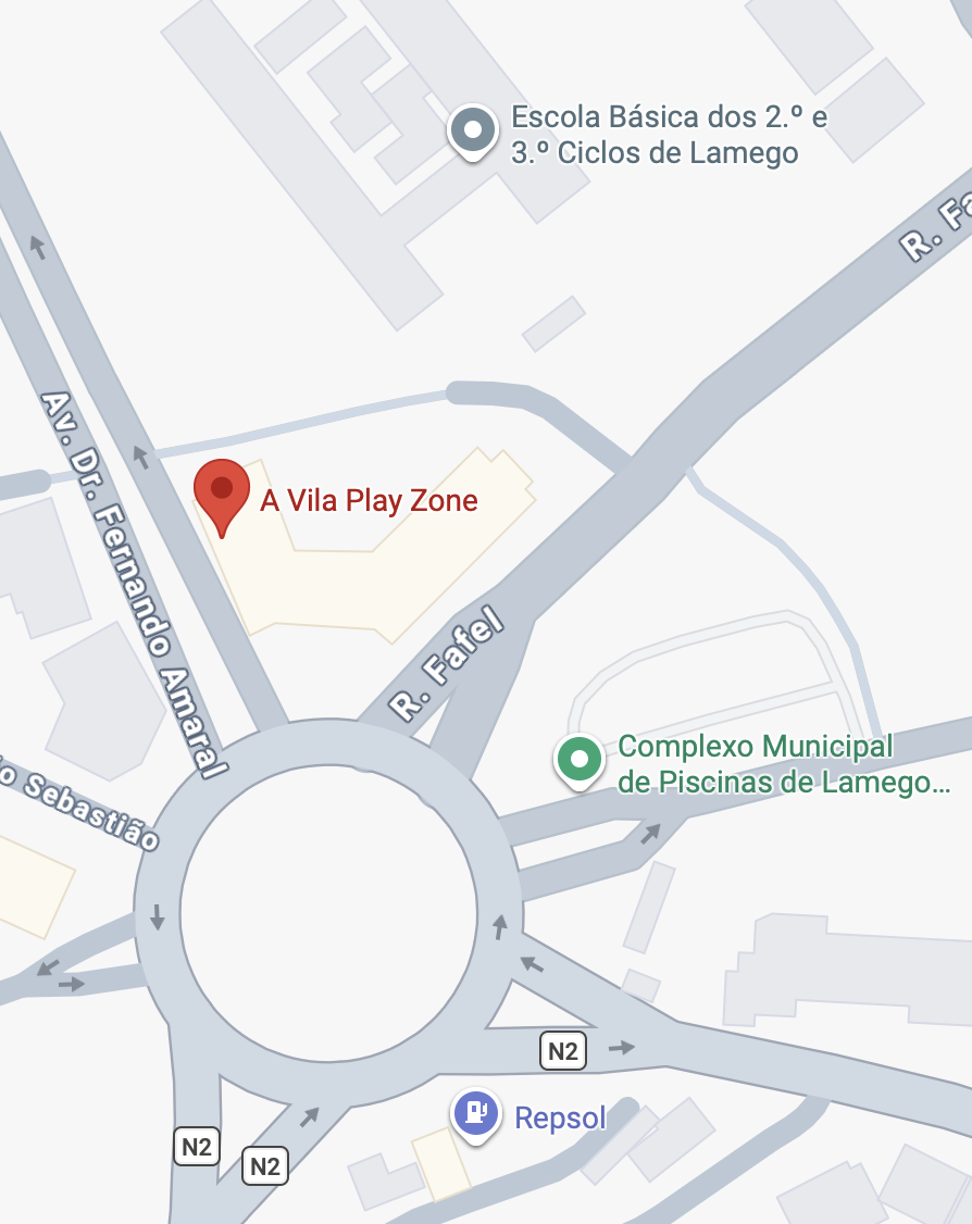 Mapa da localização da A Vila Play Zone em Lamego